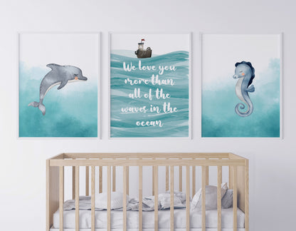 Serene Sea Creatures Nursery Art Prints