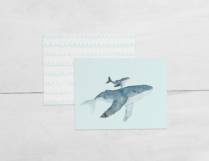 Watercolor Ocean Animals Note Card Set
