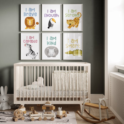 Inspirational Animal Affirmation Art Prints for Kids - Set of 6