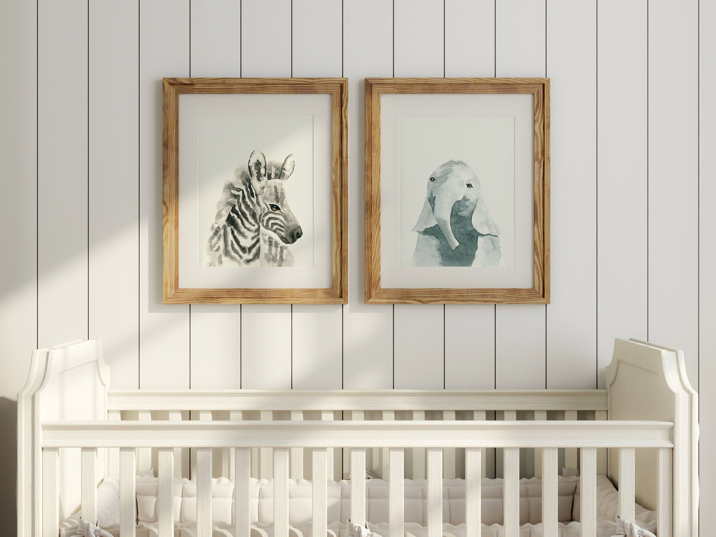 Set of 4 Baby Jungle Animal Watercolor Prints, Safari Animals, Nursery Art