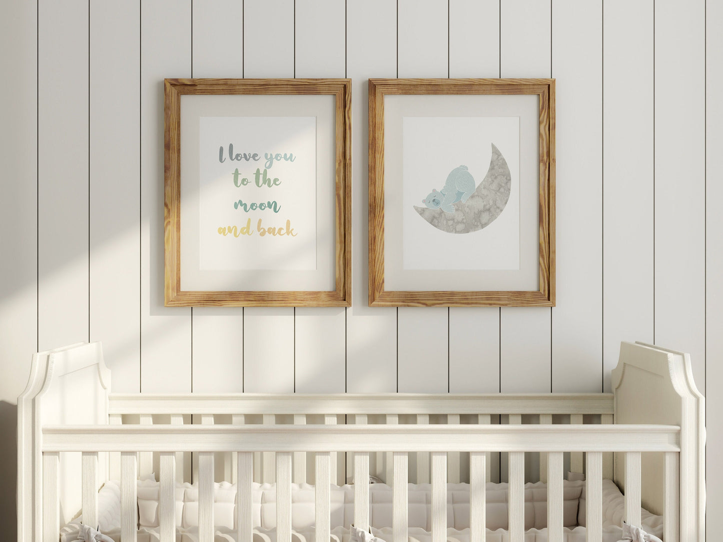 Moon and Stars Nursery Art Prints, Polar Bear Celestial Watercolor (Set of 4)