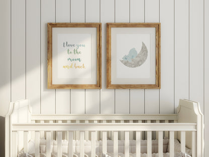 Moon and Stars Nursery Art Prints, Polar Bear Celestial Watercolor (Set of 4)