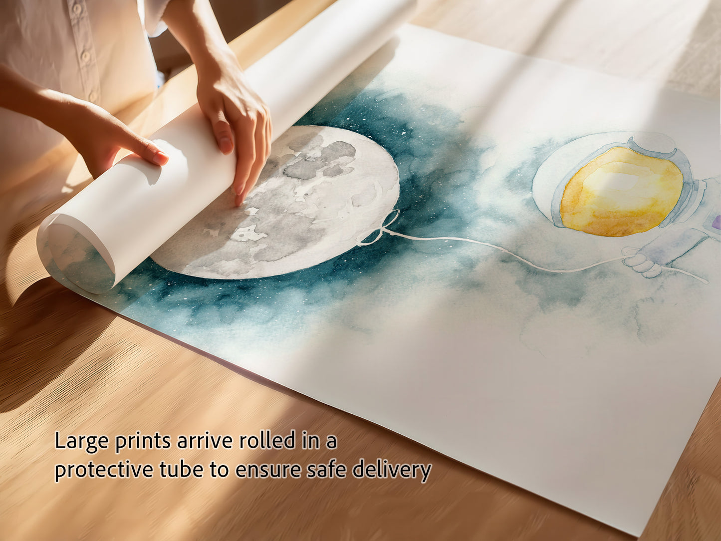 Set of 3 Outer Space Nursery Prints, Rocket and Moon, Astronaut