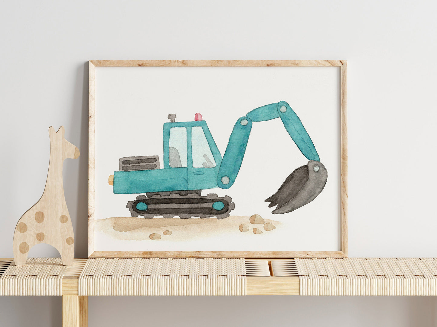Set of 6 Construction Truck Nursery Art, Watercolor Prints, Boy's Room Decor