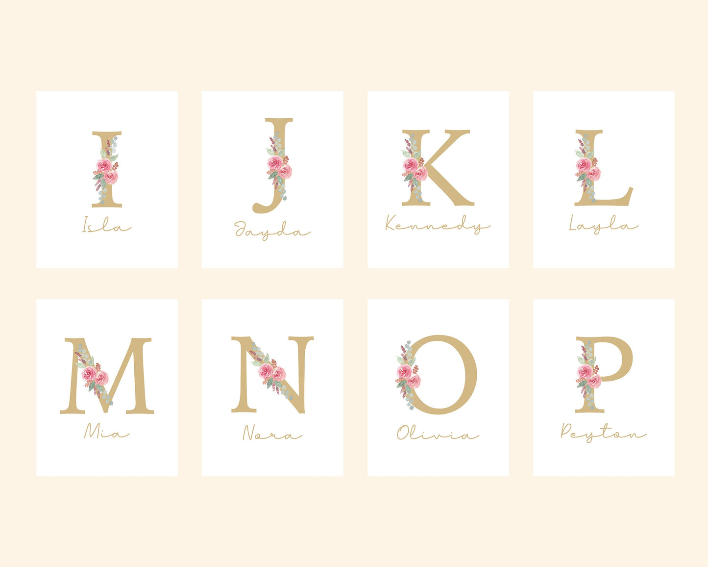 Personalized Monogram Initial Nursery Art, Llama and Cactus, Boho Nursery