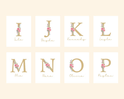Personalized Monogram Initial Nursery Art, Llama and Cactus, Boho Nursery