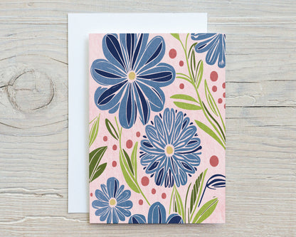 Set of Abstract Floral Illustration Note Cards