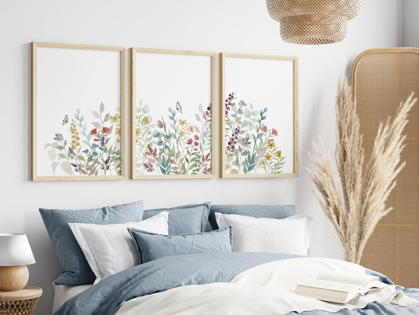 Watercolor Wildflowers Set of 3 Nursery Prints, Boho Nursery, Botanical Art