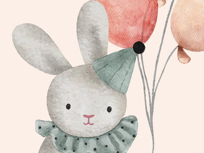 Watercolor Stuffed Animals with Balloons Nursery Art Prints