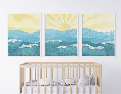Ocean Waves Minimalist Seascape Art Prints