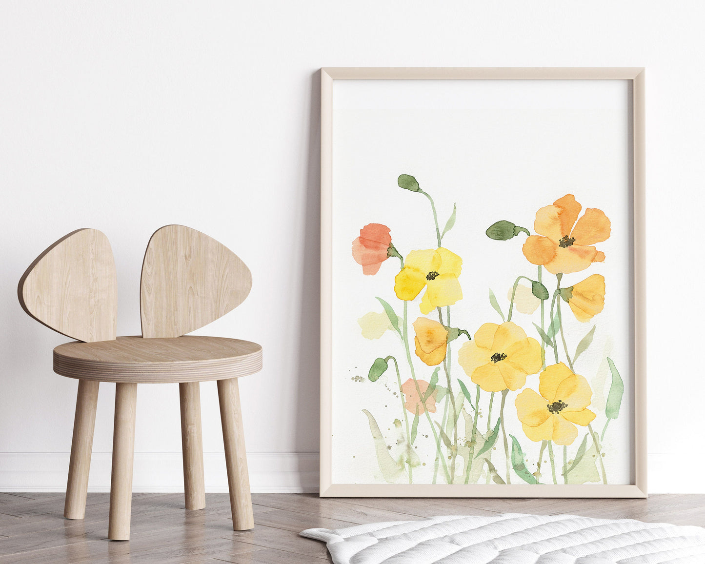 Watercolor Poppy Art Prints, Nursery Decor, Set of 3