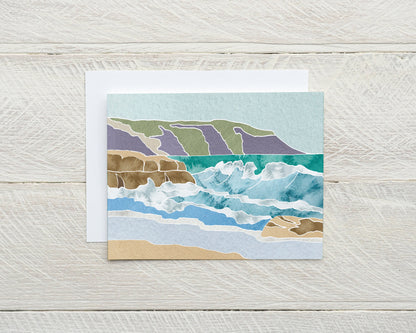 Set of 8 Beach Landscape Note Cards, Original Watercolor Minimalist Design