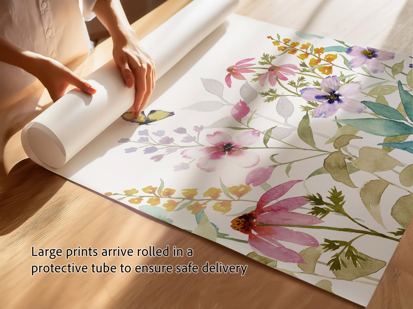 Watercolor Flower Meadow with Coneflowers, Set of Prints