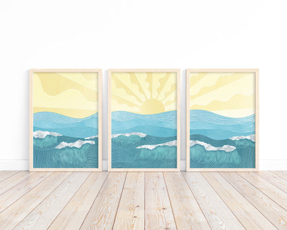 Ocean Waves Minimalist Seascape Art Prints