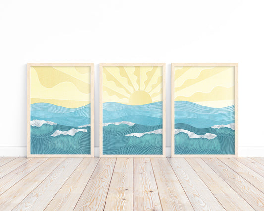 Ocean Waves Minimalist Seascape Art Prints
