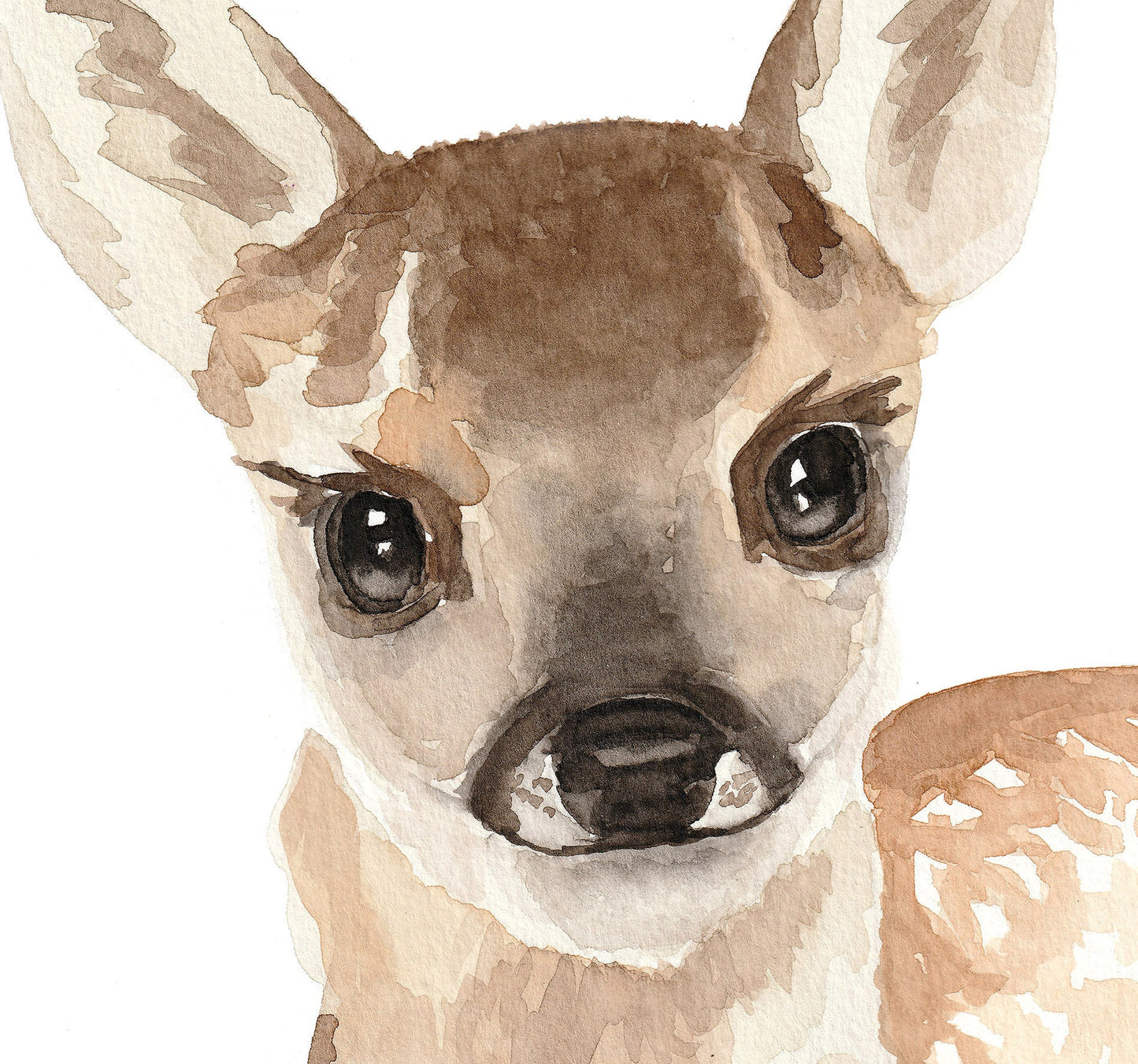 Set of 4 Woodland Baby Animals Watercolor Prints for Nursery, Child's Room Artwork