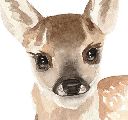 Set of 4 Woodland Baby Animals Watercolor Prints for Nursery, Child's Room Artwork