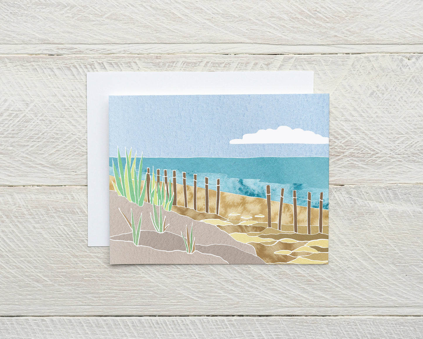 Set of 8 Beach Landscape Note Cards, Original Watercolor Minimalist Design