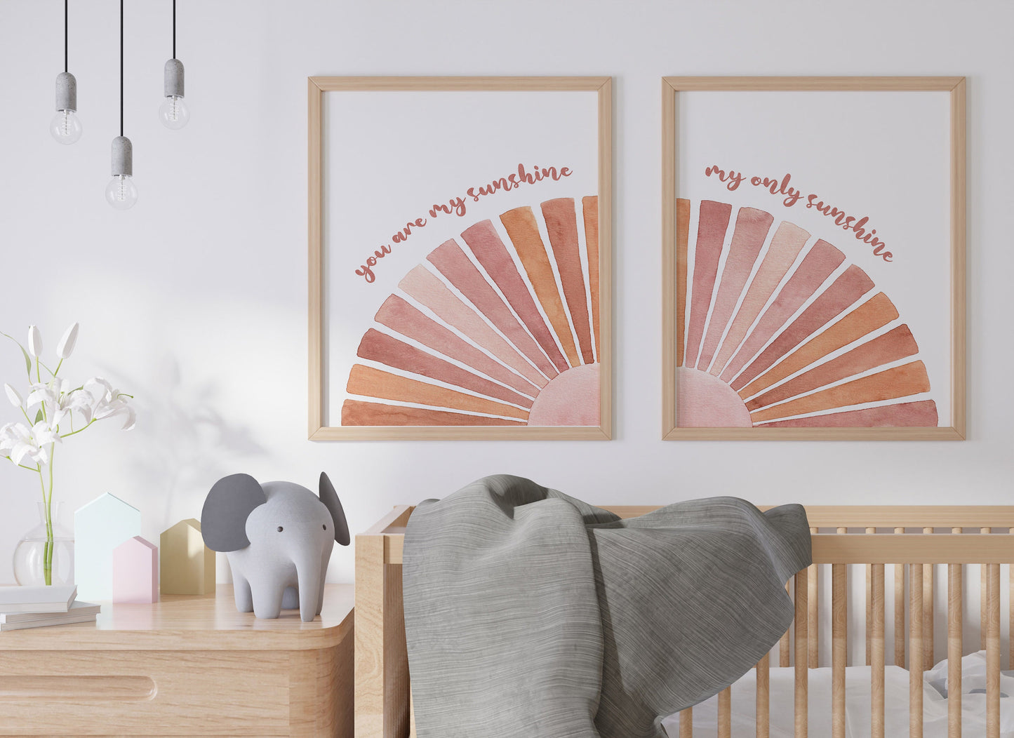 You Are My Sunshine Boho Nursery Art Prints Watercolor