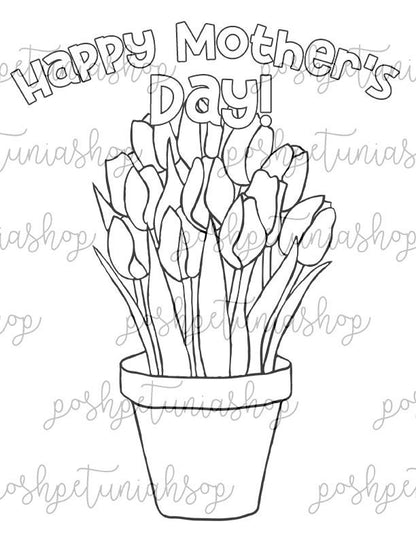 Mother's Day Coloring Pages, DIY Gift, Printable