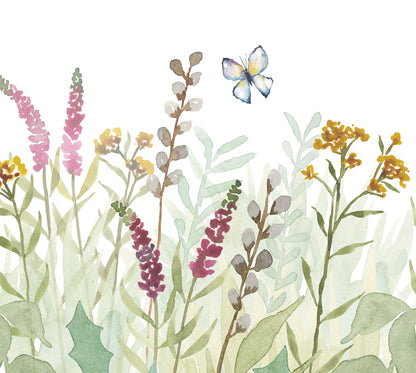 Wildflower Meadow with Purple and Yellow Flowers, Set of Watercolor Prints