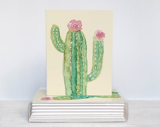Watercolor Cactus Note Cards, Desert Art, Blank Cards