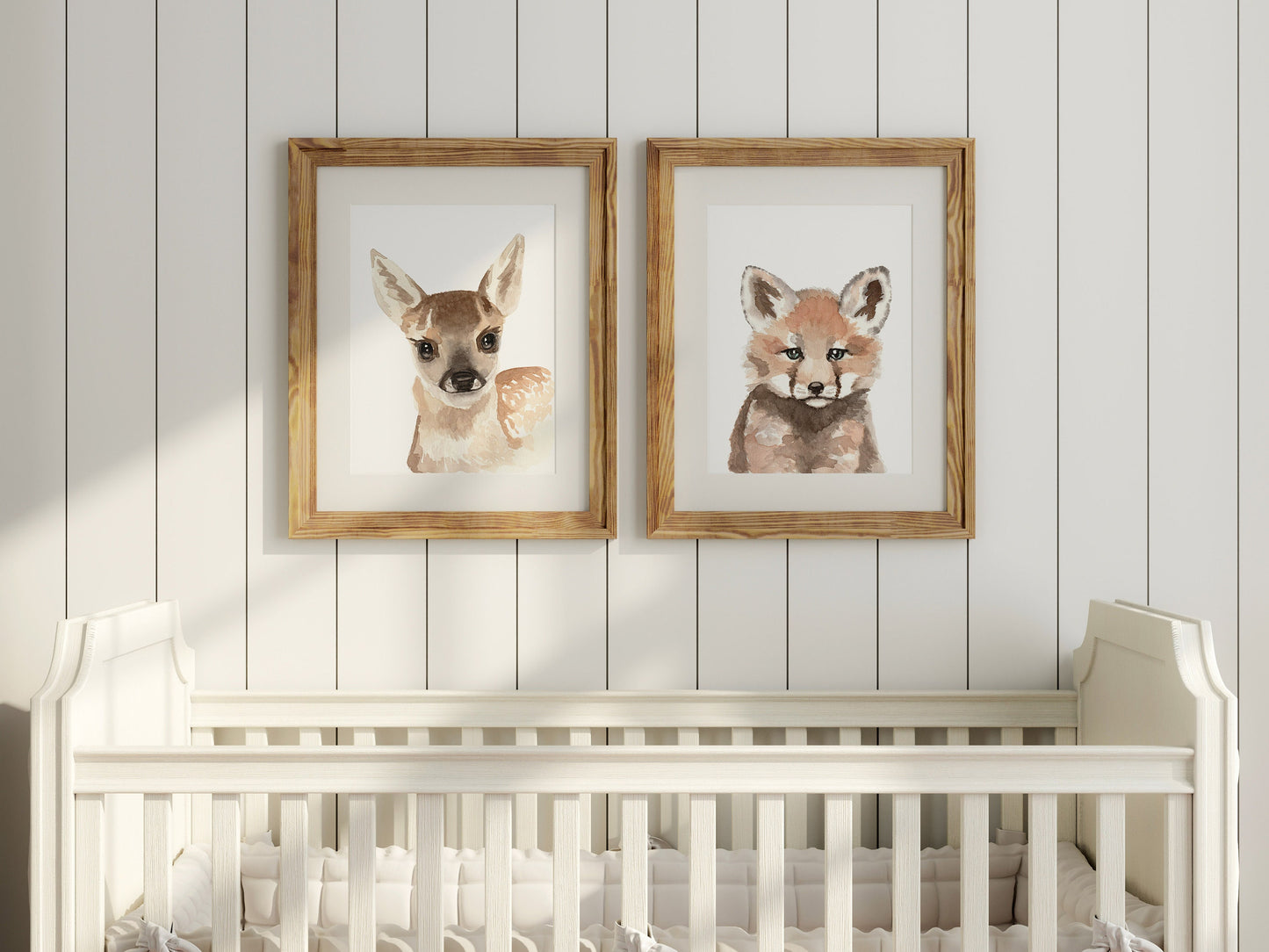Set of 4 Woodland Baby Animals Watercolor Prints for Nursery, Child's Room Artwork