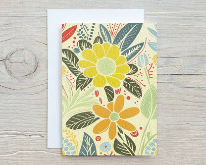 Set of Abstract Floral Illustration Note Cards