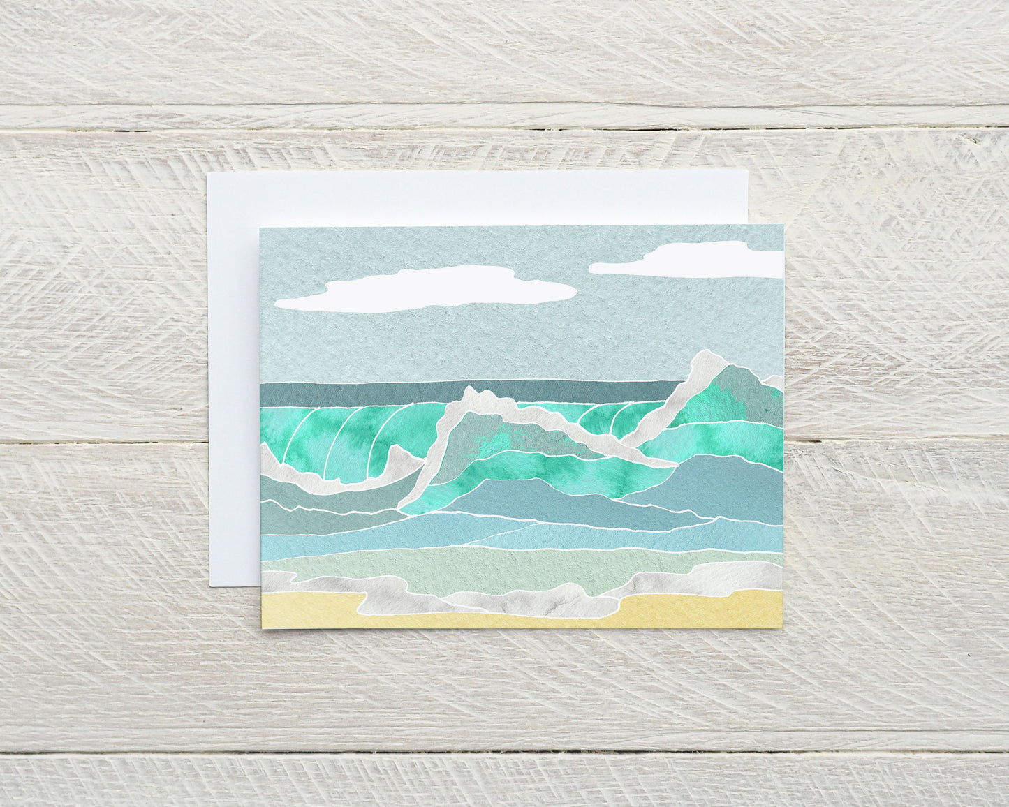 Set of 8 Beach Landscape Note Cards, Original Watercolor Minimalist Design