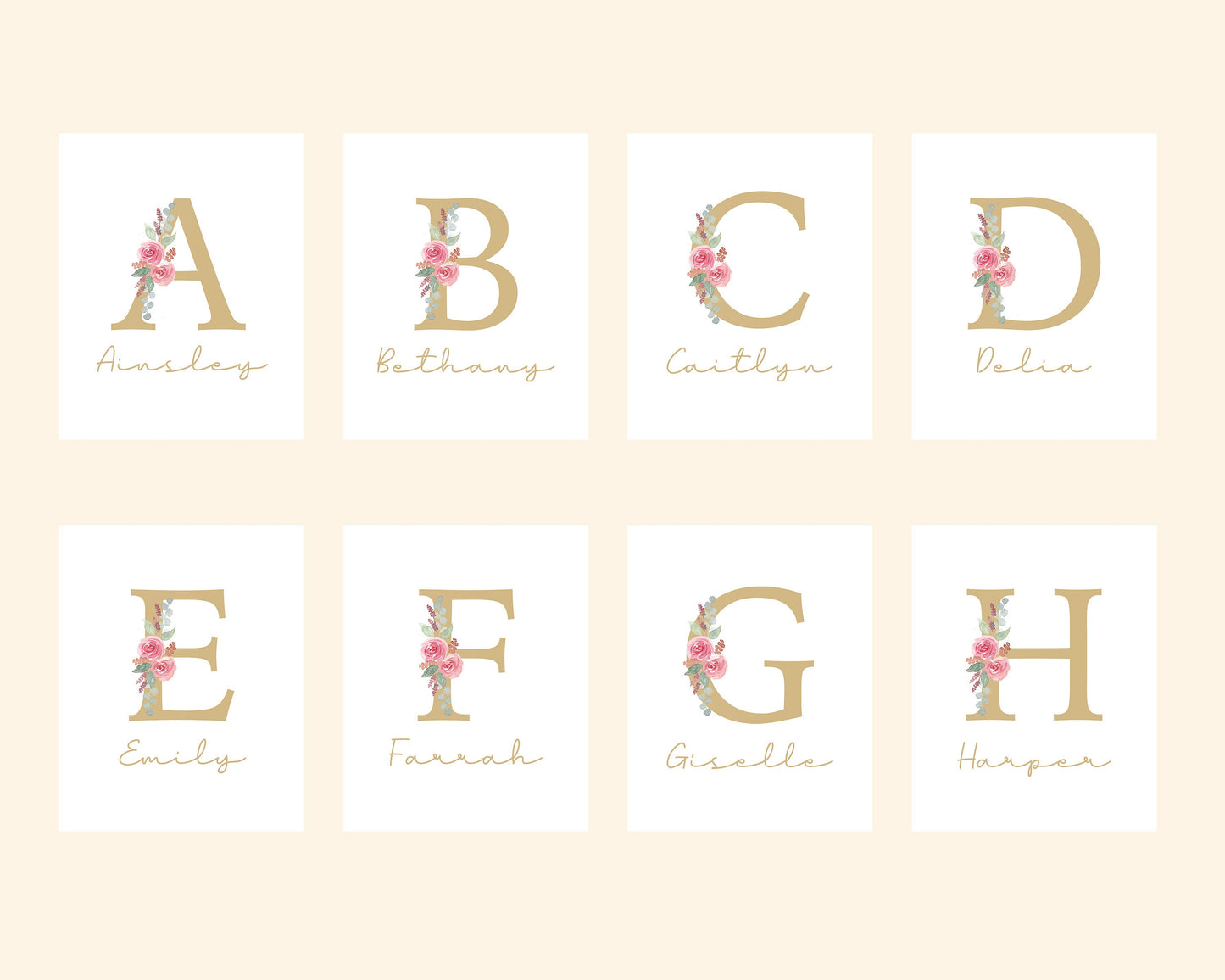 Personalized Monogram Initial Nursery Art, Llama and Cactus, Boho Nursery