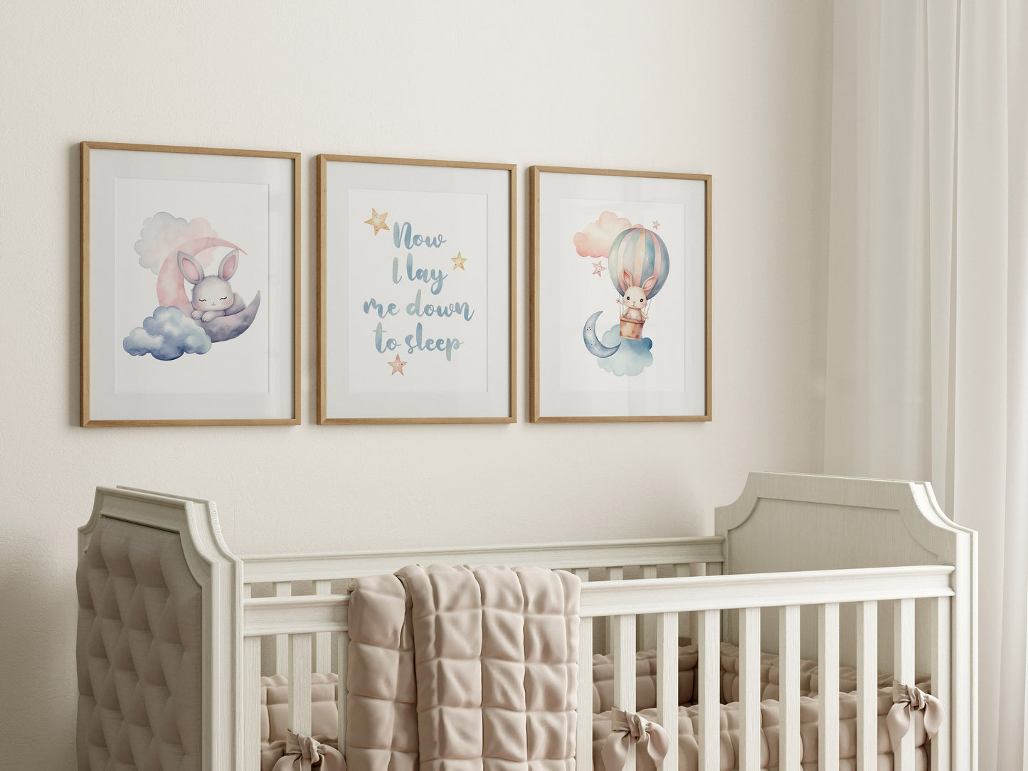 Dreamy and Sleepy Nursery Art Prints - Set of 3-Moon and Stars