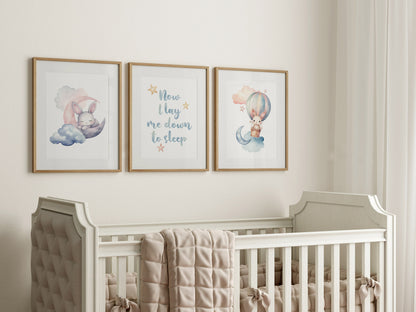 Dreamy and Sleepy Nursery Art Prints - Set of 3-Moon and Stars