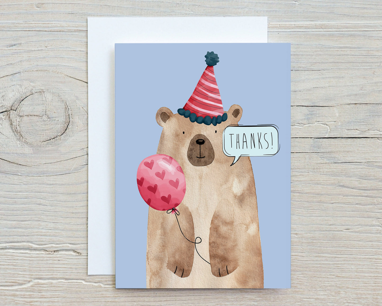Birthday Thank You Cards, Adorable Animals with Hats, Kid's Stationary, Blank Note Cards