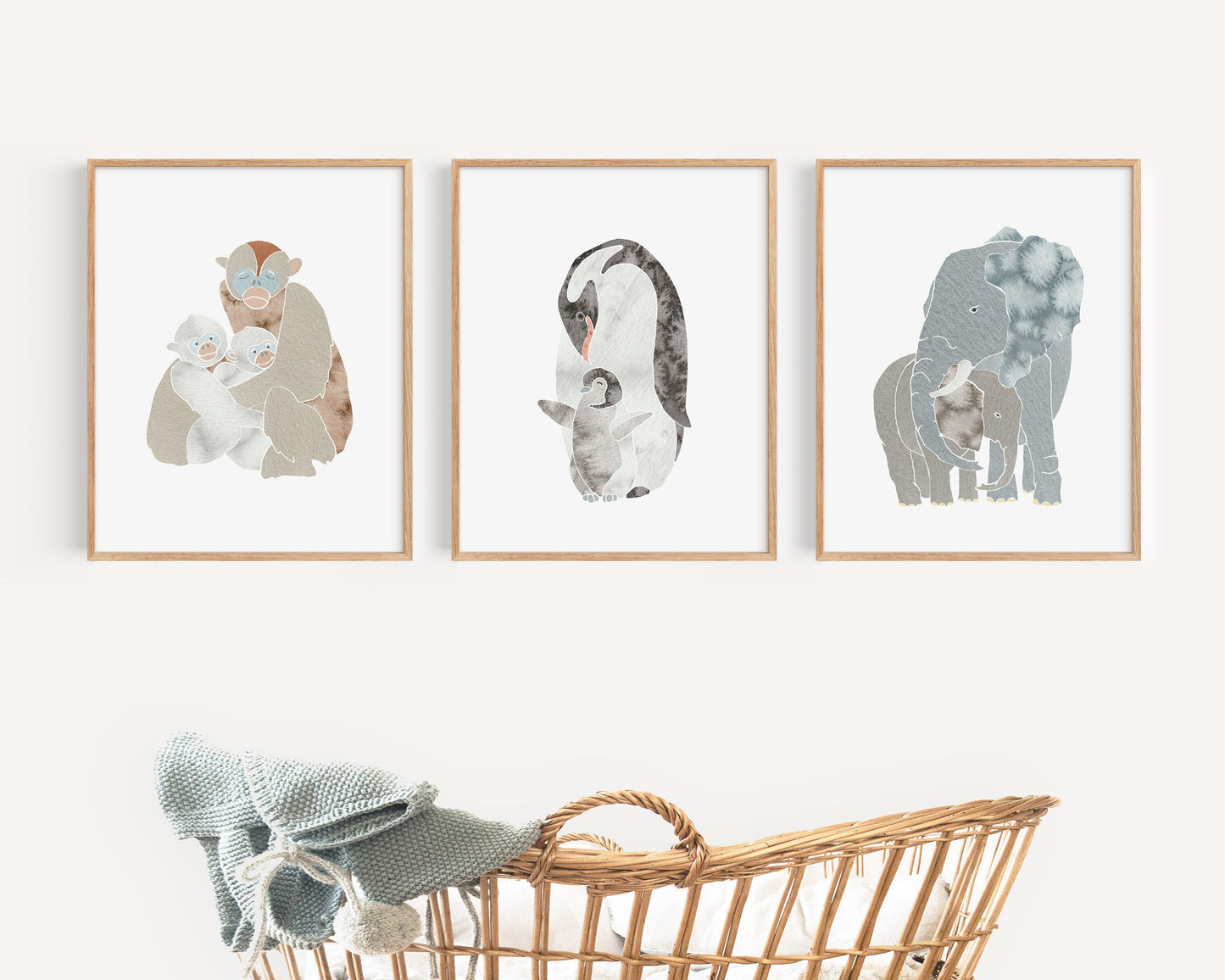 Mother and Baby Animals Art Prints, Nursery Decor, Set of 6