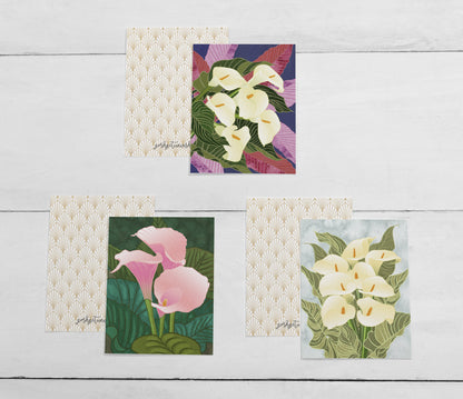 Art Deco Calla Lily Note Card Set