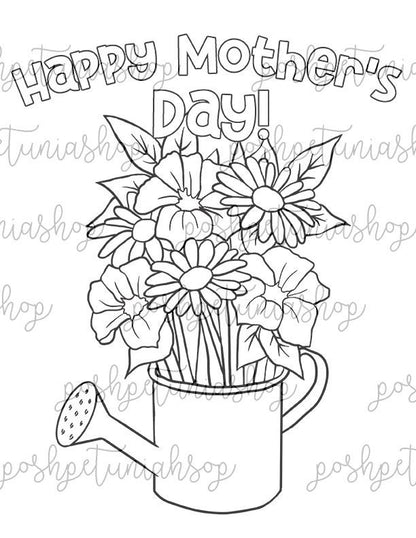 Mother's Day Coloring Pages, DIY Gift, Printable