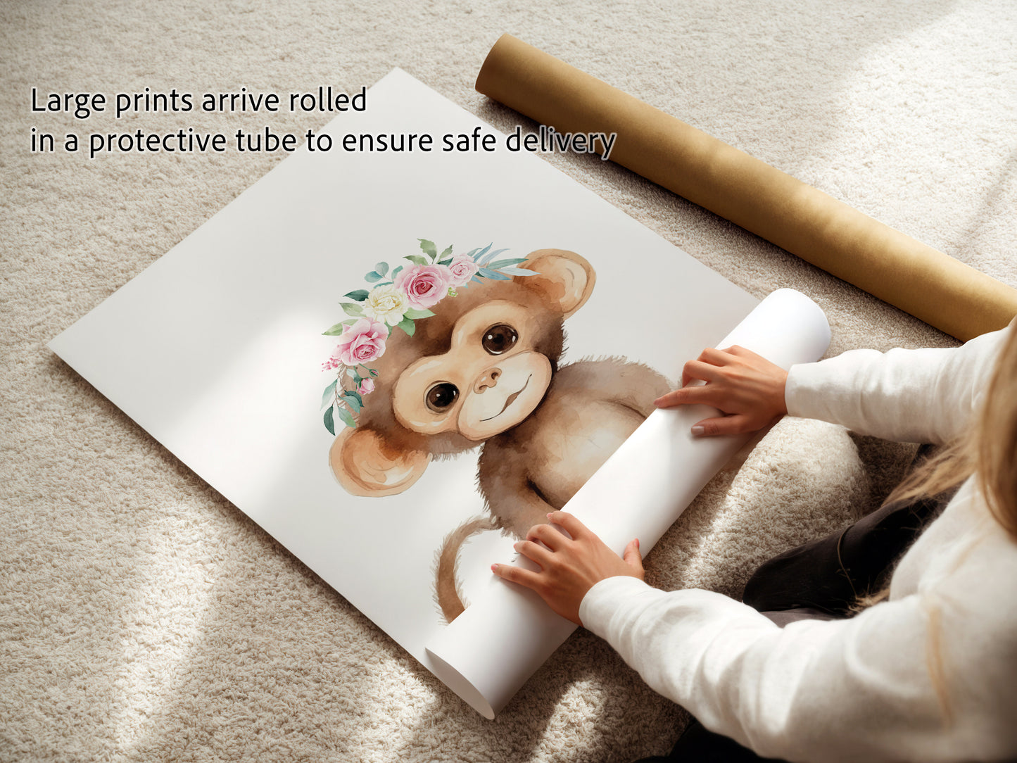 Cutest Baby Jungle Animals with Flowers, Nursery Art, Baby Girl's Room