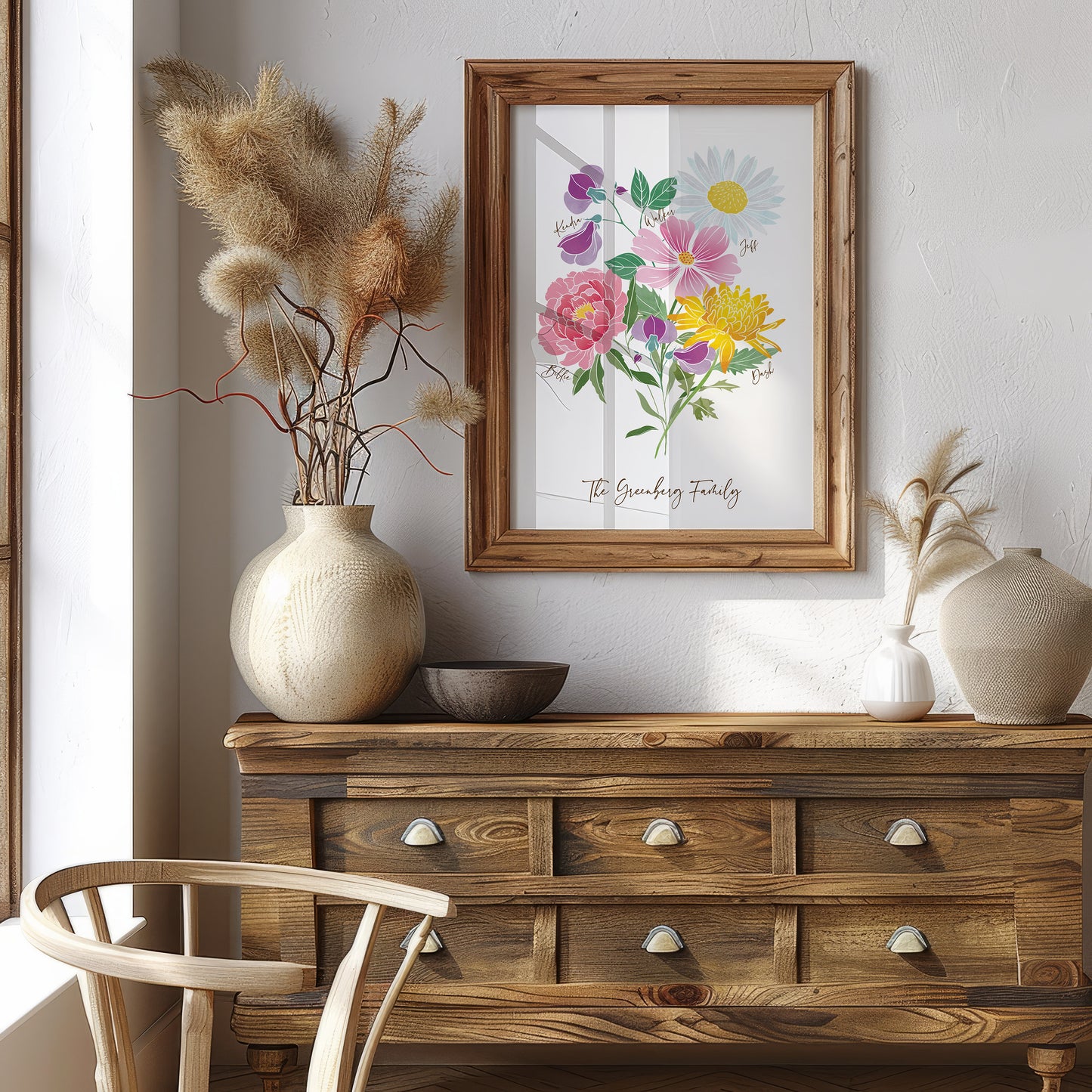 Personalized Birth Month Flower Bouquet Art Print