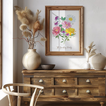 Personalized Birth Month Flower Bouquet Art Print