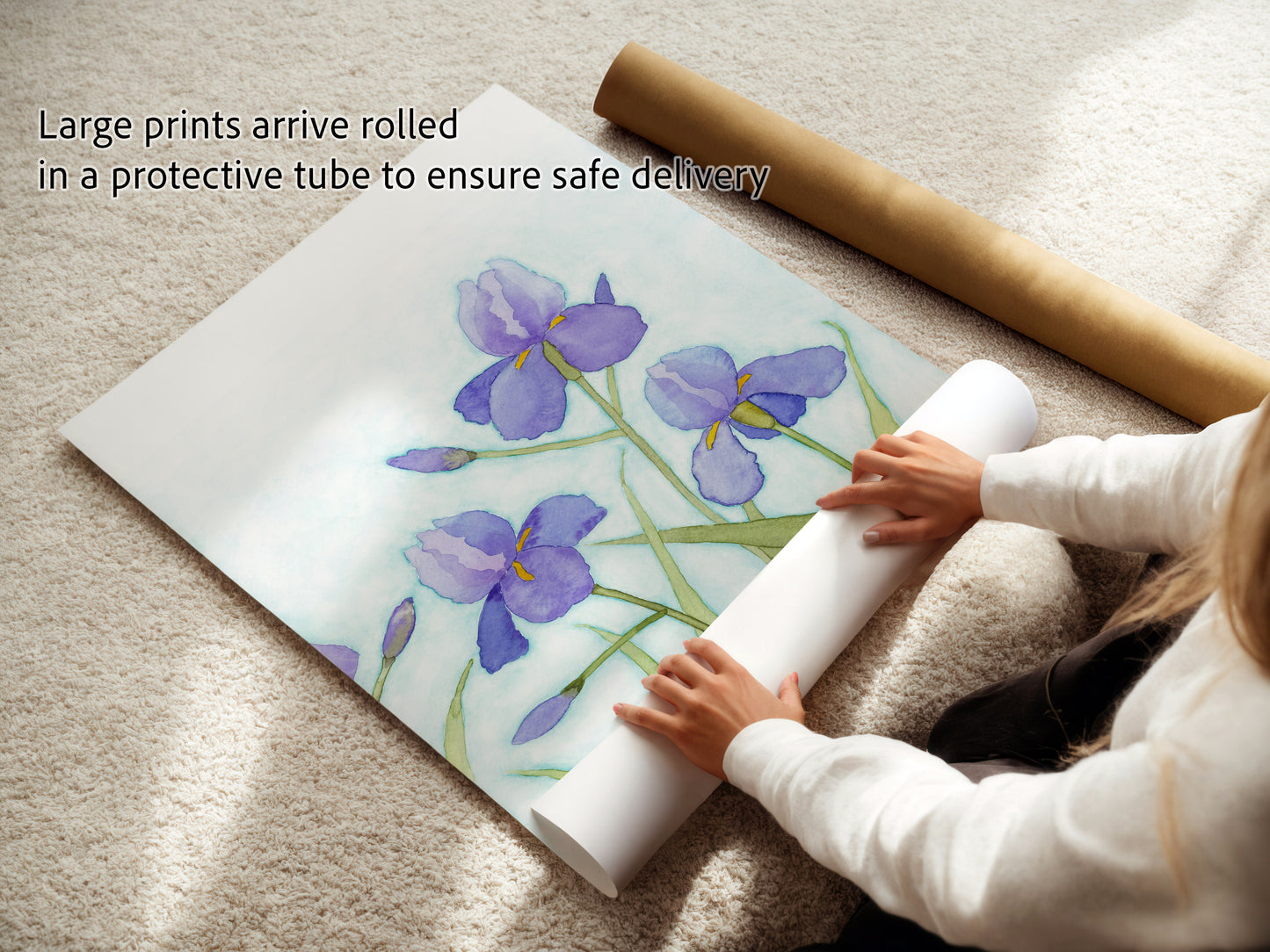 Elegant Spring Irises, Watercolor Flowers, Nursery Art Prints