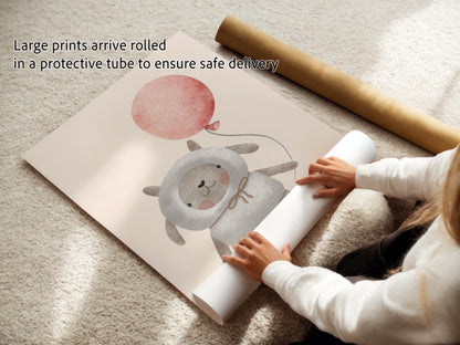 Watercolor Stuffed Animals with Balloons Nursery Art Prints
