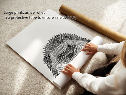 Modern Black and White Woodland Animals Nursery and Childs Room Fine Art Prints