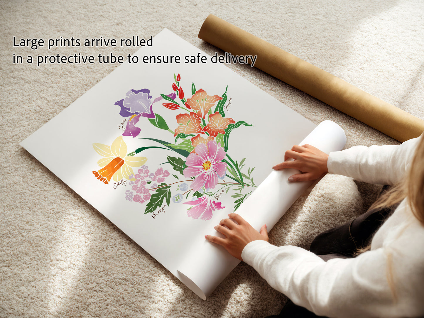 Personalized Birth Month Flower Bouquet Art Print