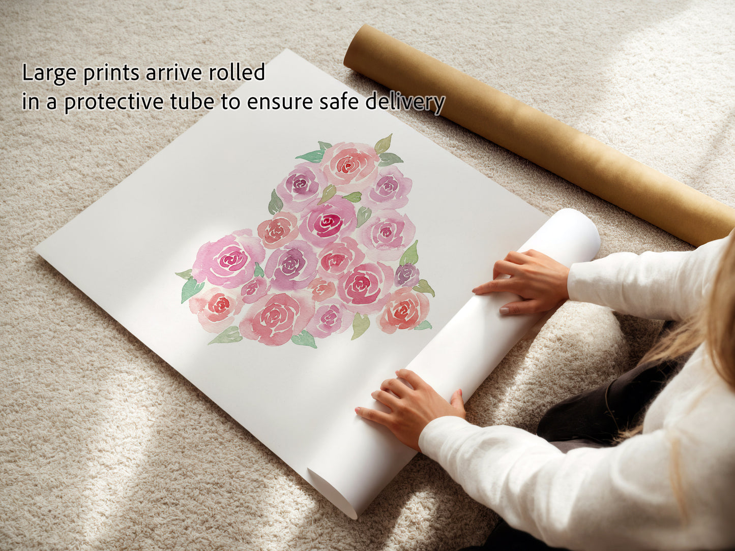 Watercolor Rainbow Roses Nursery Art Prints, Set of 3