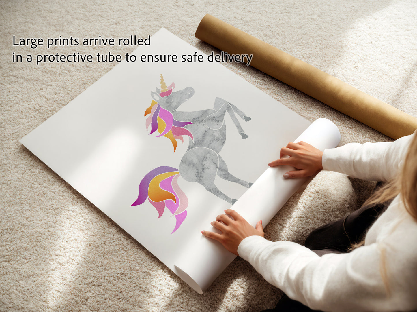 Personalized Monogram Rainbow Unicorn Child's Room Art Prints