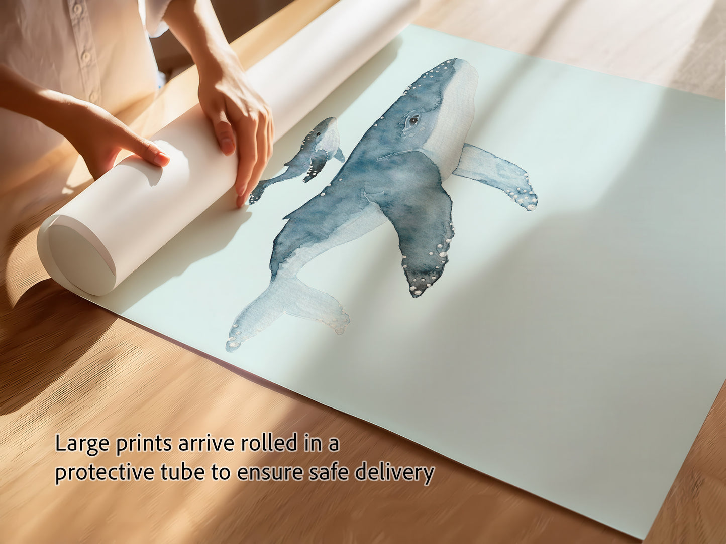 Custom Monogram Nursery Artwork, Watercolor Sea Life Whales and Sea Turtle